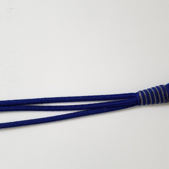 Three Cord Blue Belt With Silvertone Leaf Buckle - Picture 5 of 15